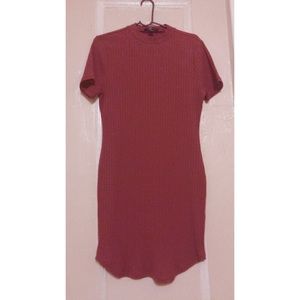 Pink Ribbed Midi Dress